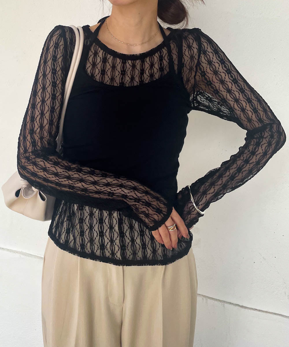 ｈalter neck cami + lace tops