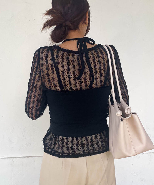 ｈalter neck cami + lace tops
