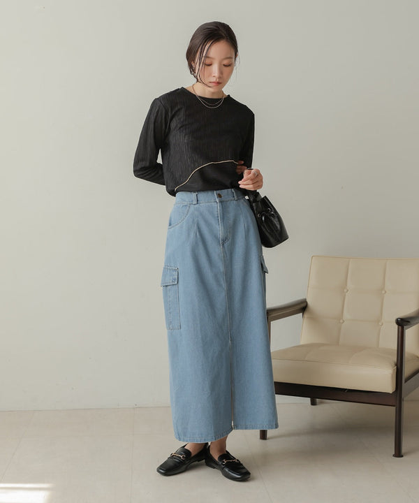 サイドポケットデニムスカート