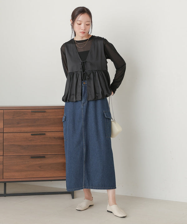 サイドポケットデニムスカート