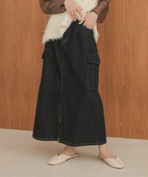 サイドポケットデニムスカート