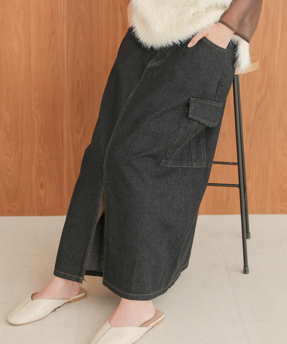 サイドポケットデニムスカート