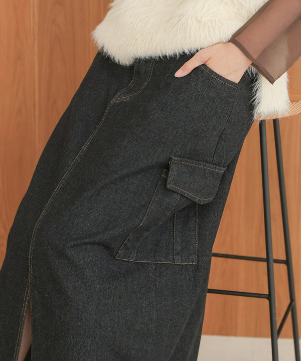 サイドポケットデニムスカート
