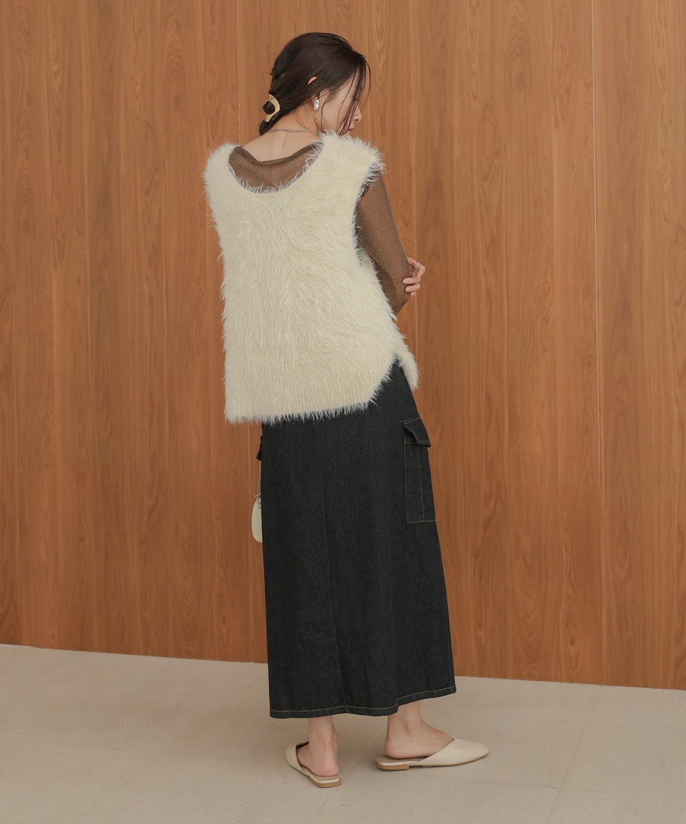 サイドポケットデニムスカート