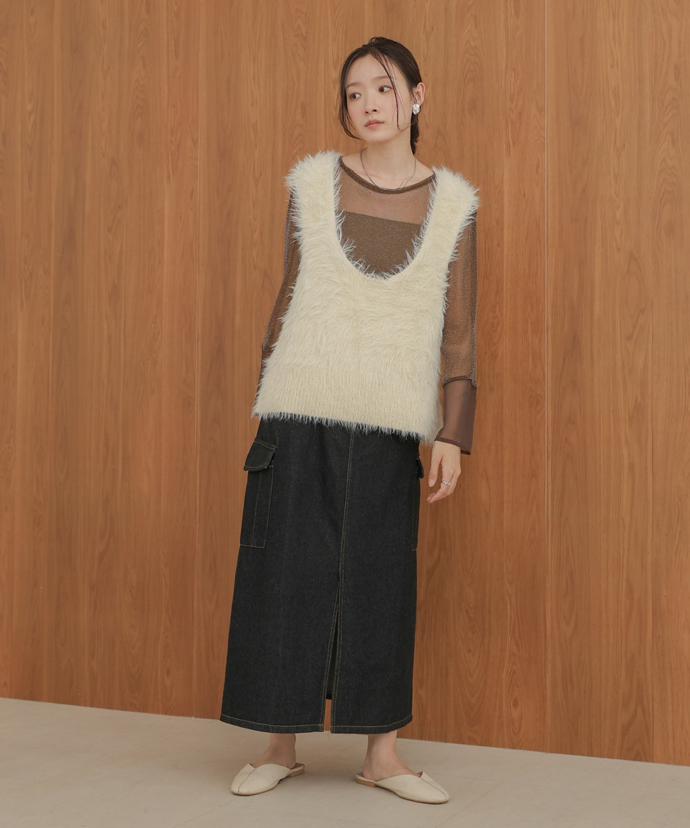 サイドポケットデニムスカート