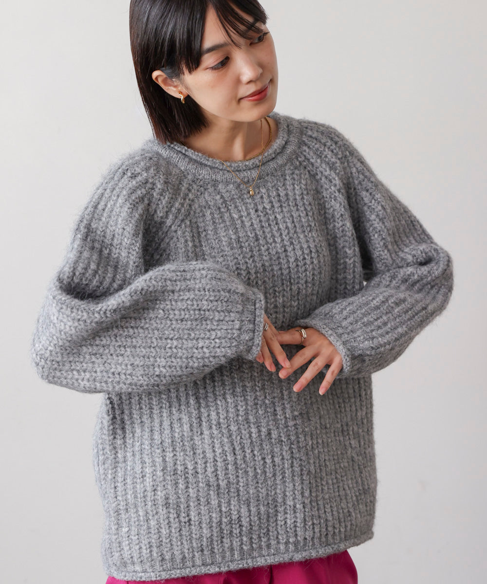 シャギー畦編みニット