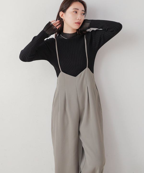 サスペンダーワイドパンツ