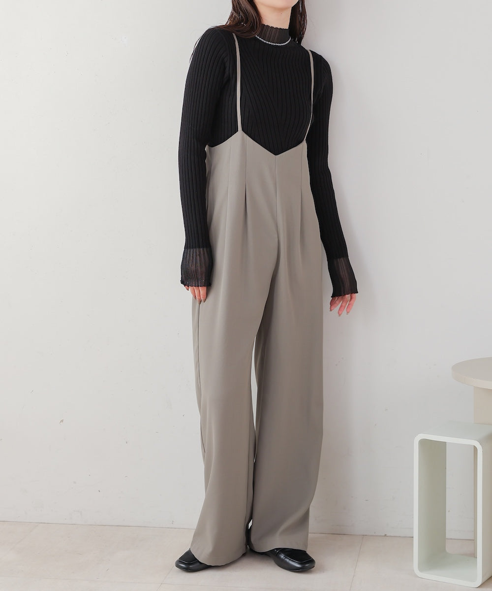 サスペンダーワイドパンツ