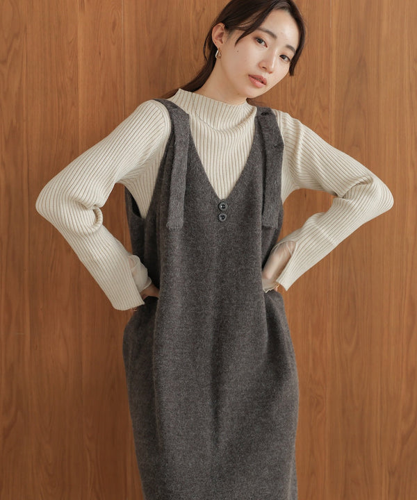 button design knit jumper dress
