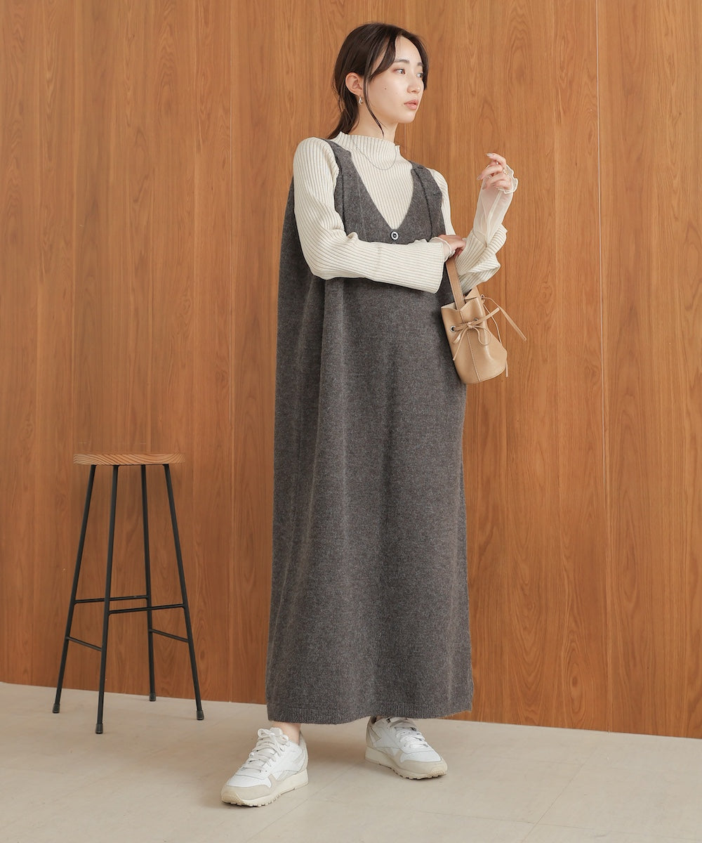 button design knit jumper dress