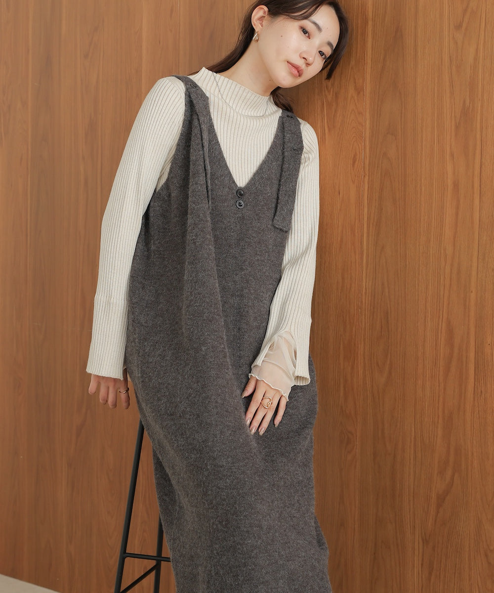 button design knit jumper dress