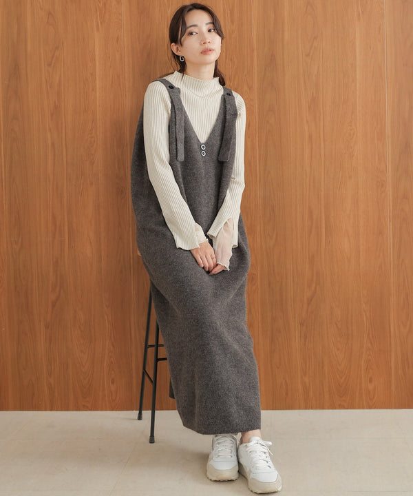 button design knit jumper dress