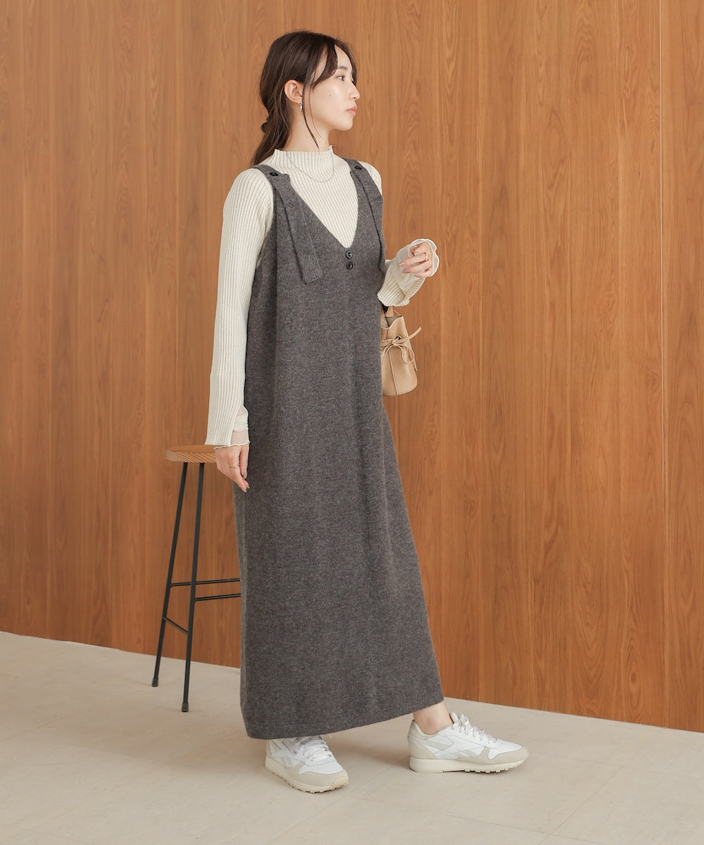button design knit jumper dress