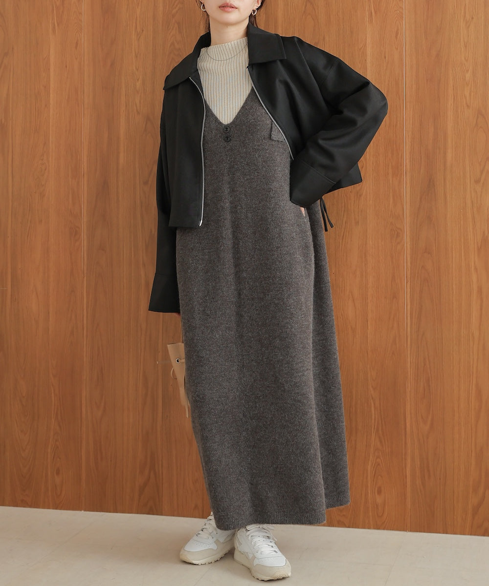 button design knit jumper dress