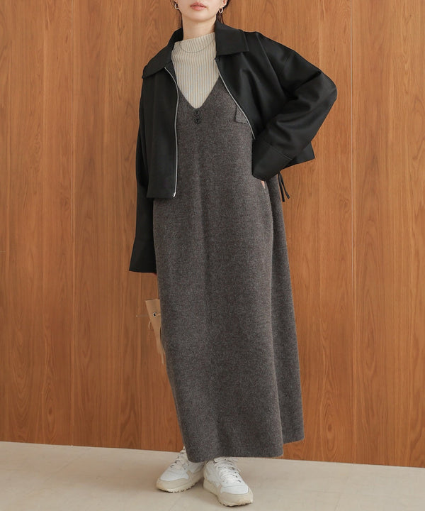 button design knit jumper dress