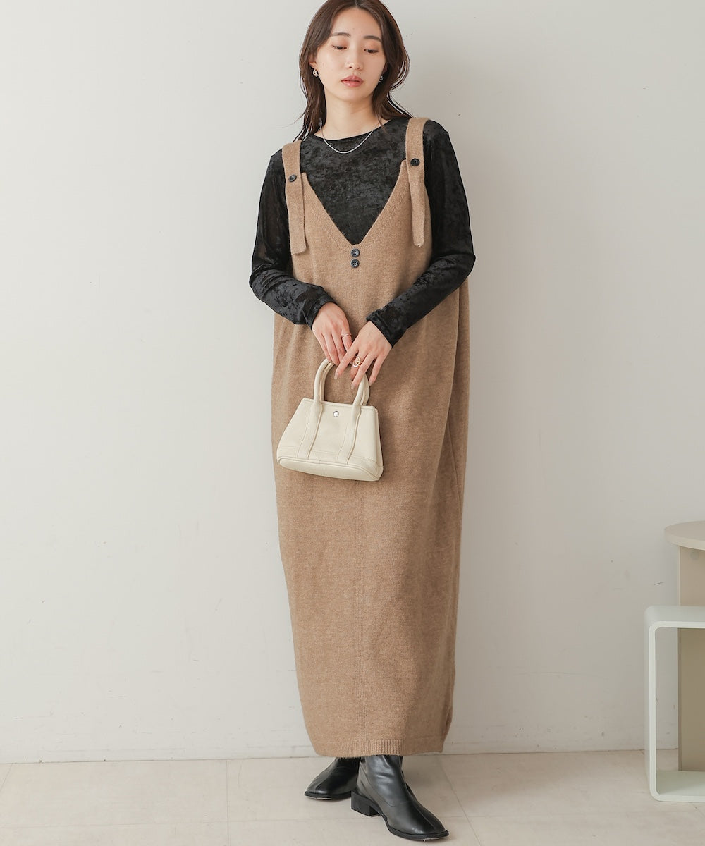 button design knit jumper dress