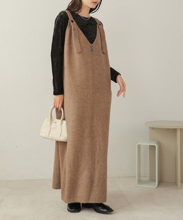 button design knit jumper dress