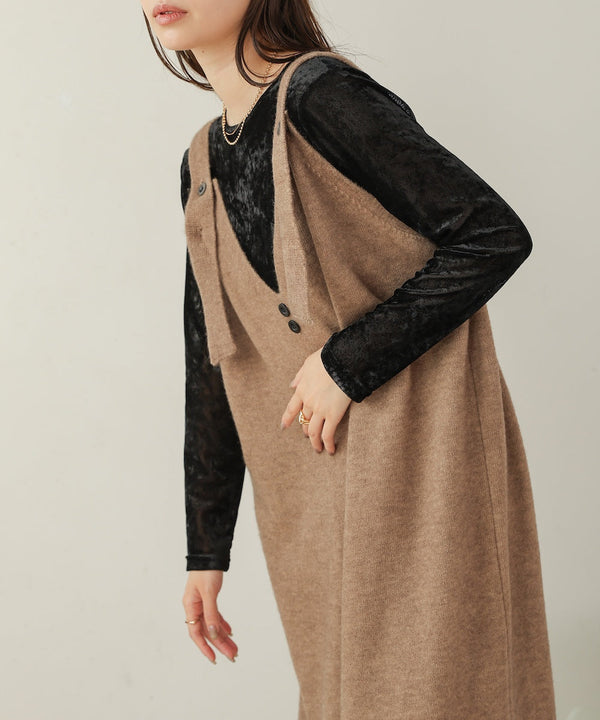 button design knit jumper dress