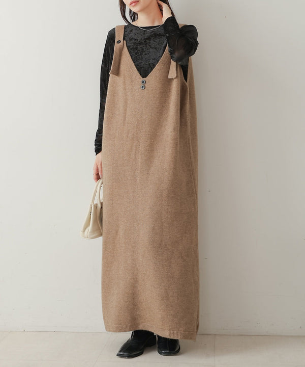 button design knit jumper dress