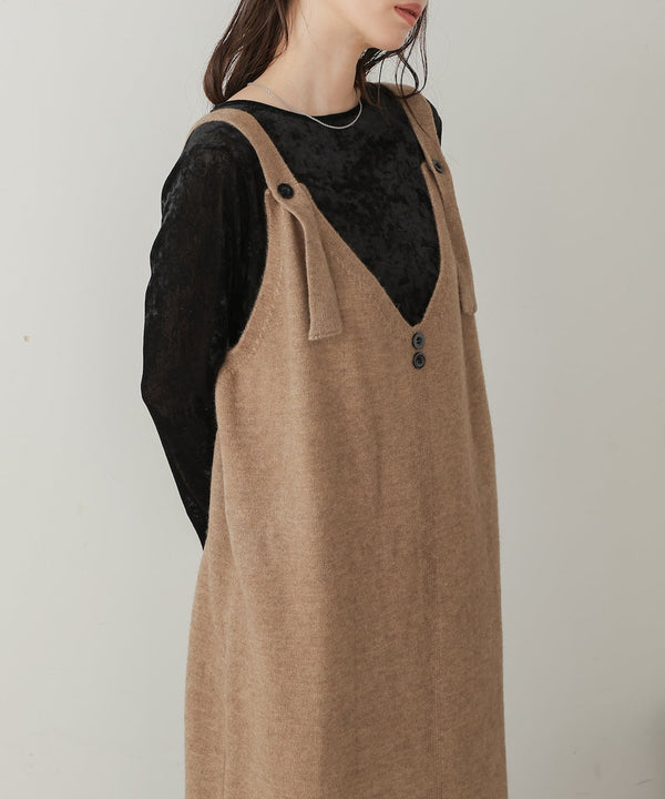 button design knit jumper dress