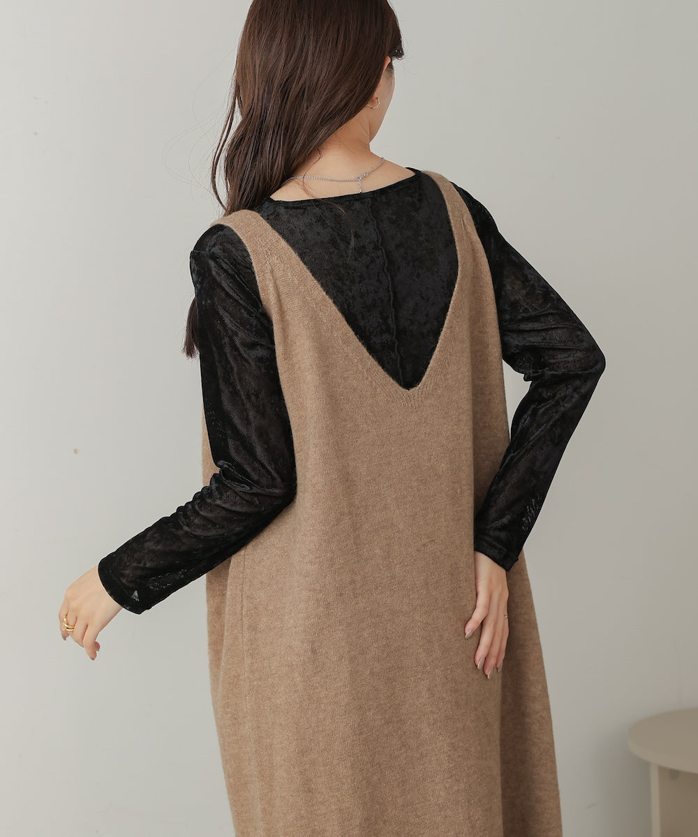 button design knit jumper dress