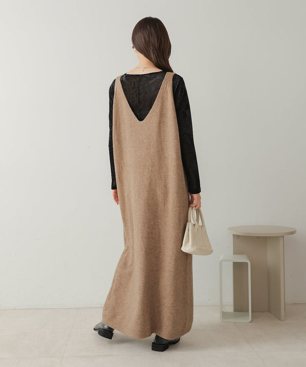 button design knit jumper dress