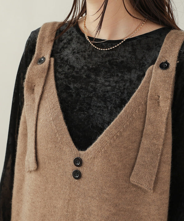 button design knit jumper dress