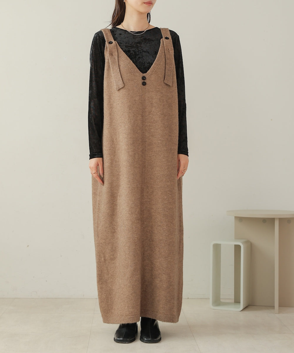 button design knit jumper dress