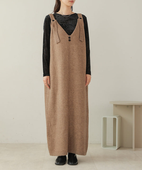 button design knit jumper dress