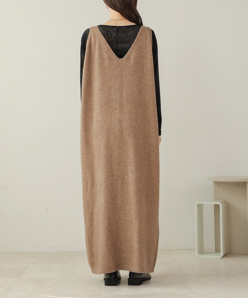 button design knit jumper dress