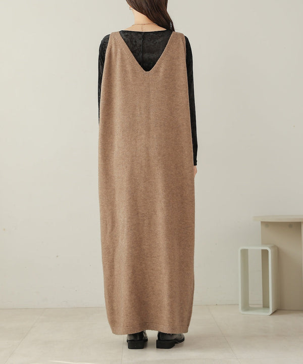 button design knit jumper dress
