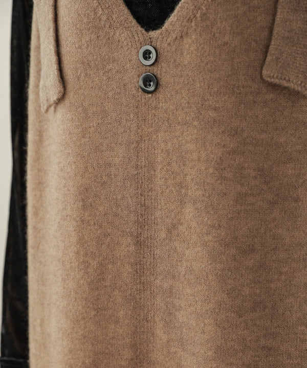 button design knit jumper dress