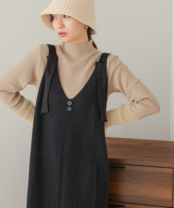 button design knit jumper dress