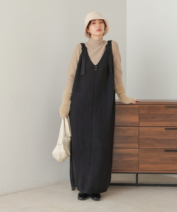 button design knit jumper dress
