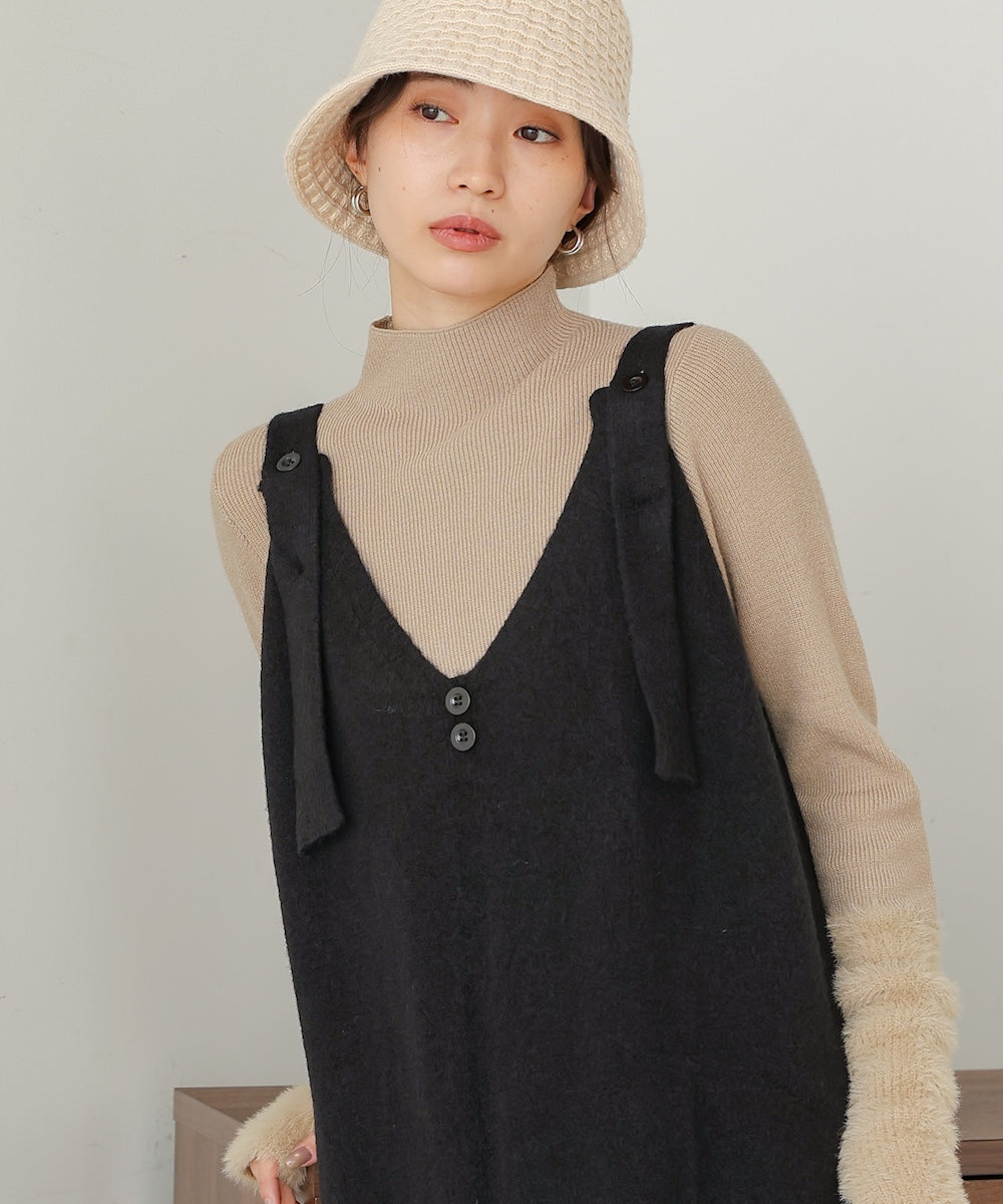 button design knit jumper dress