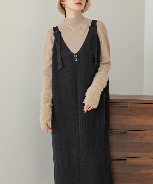 button design knit jumper dress