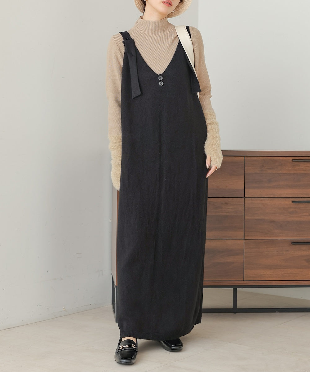 button design knit jumper dress
