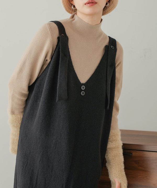 button design knit jumper dress