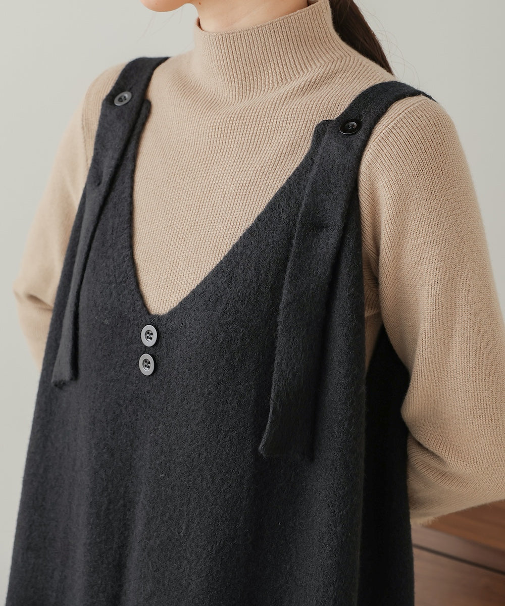 button design knit jumper dress
