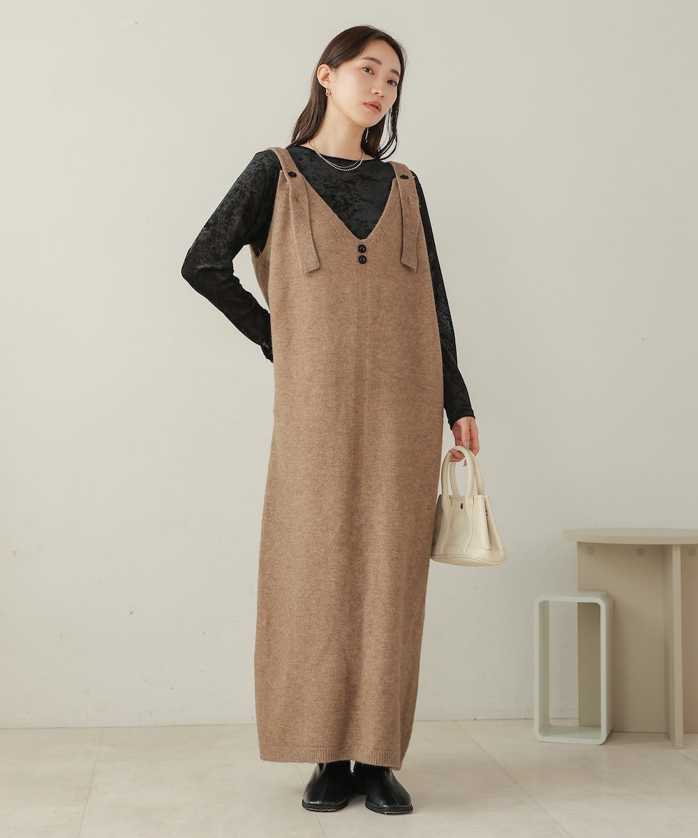 button design knit jumper dress