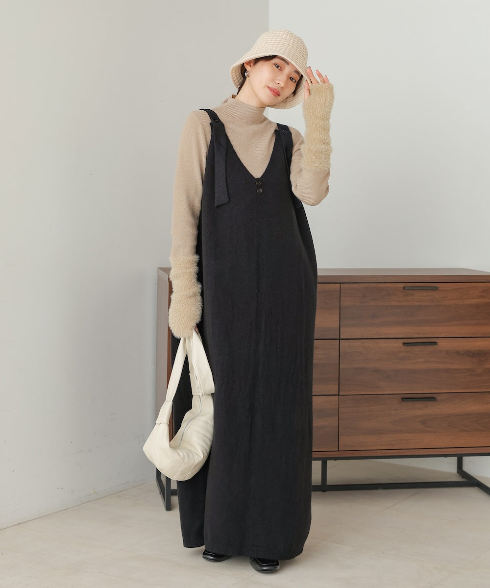 button design knit jumper dress