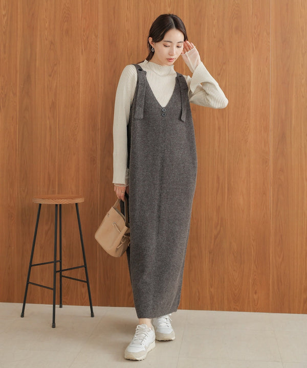button design knit jumper dress
