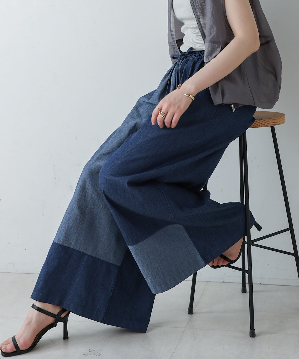 配色デニムパンツ