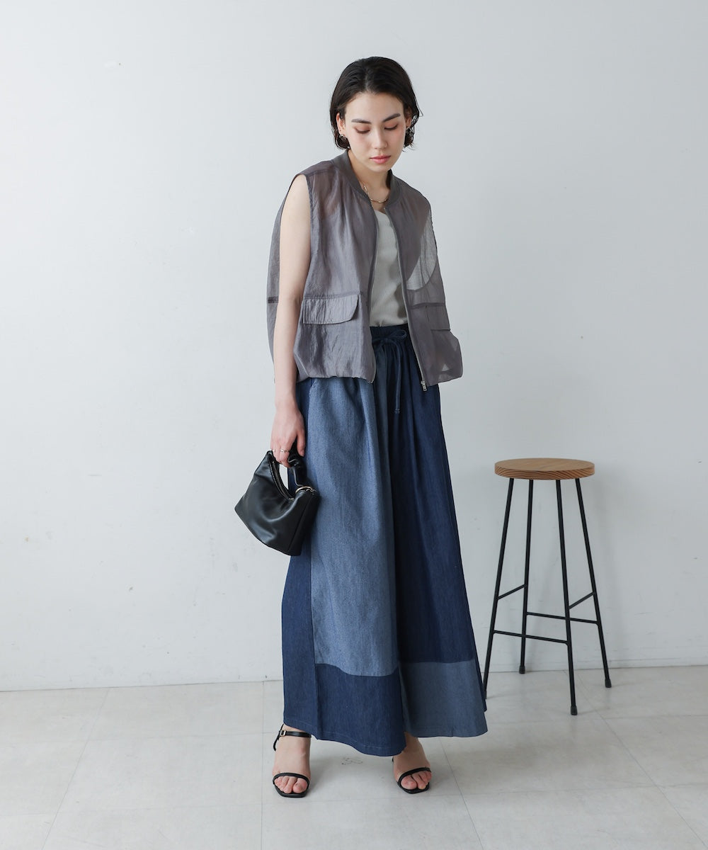 配色デニムパンツ