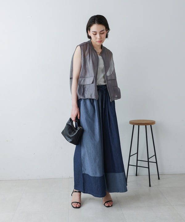 配色デニムパンツ