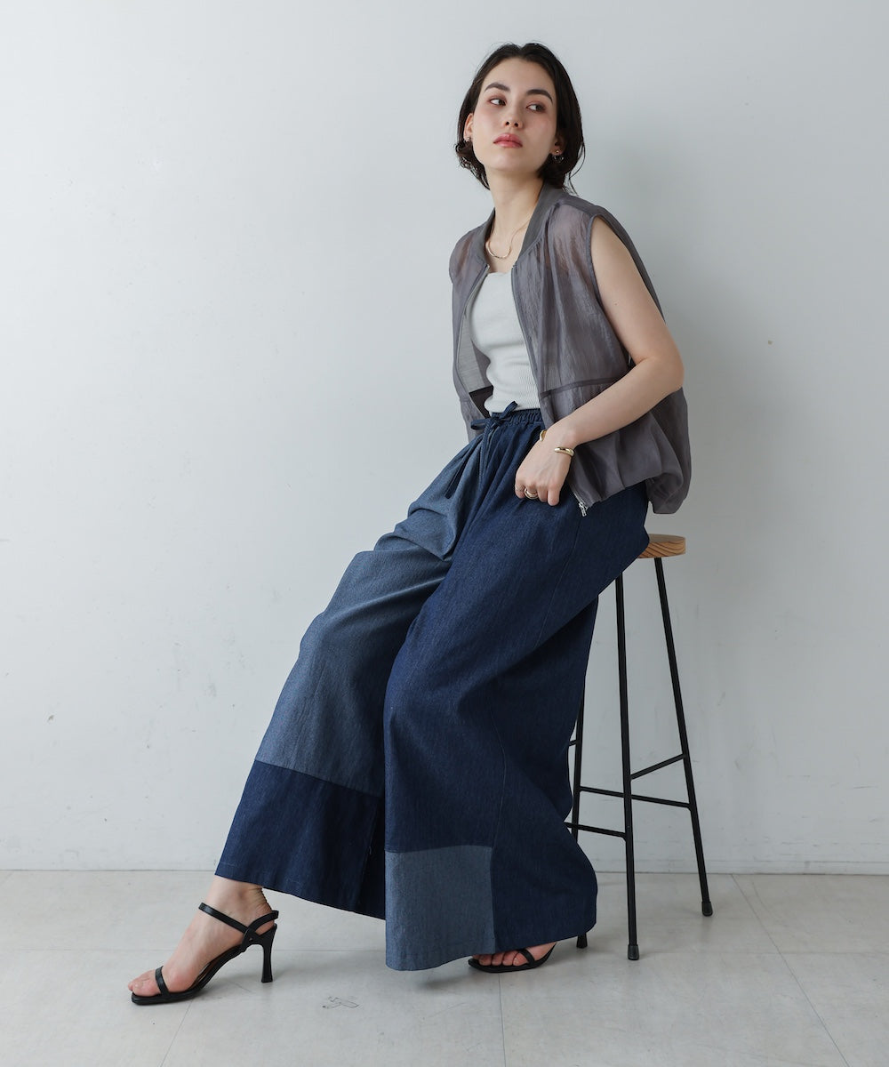 配色デニムパンツ