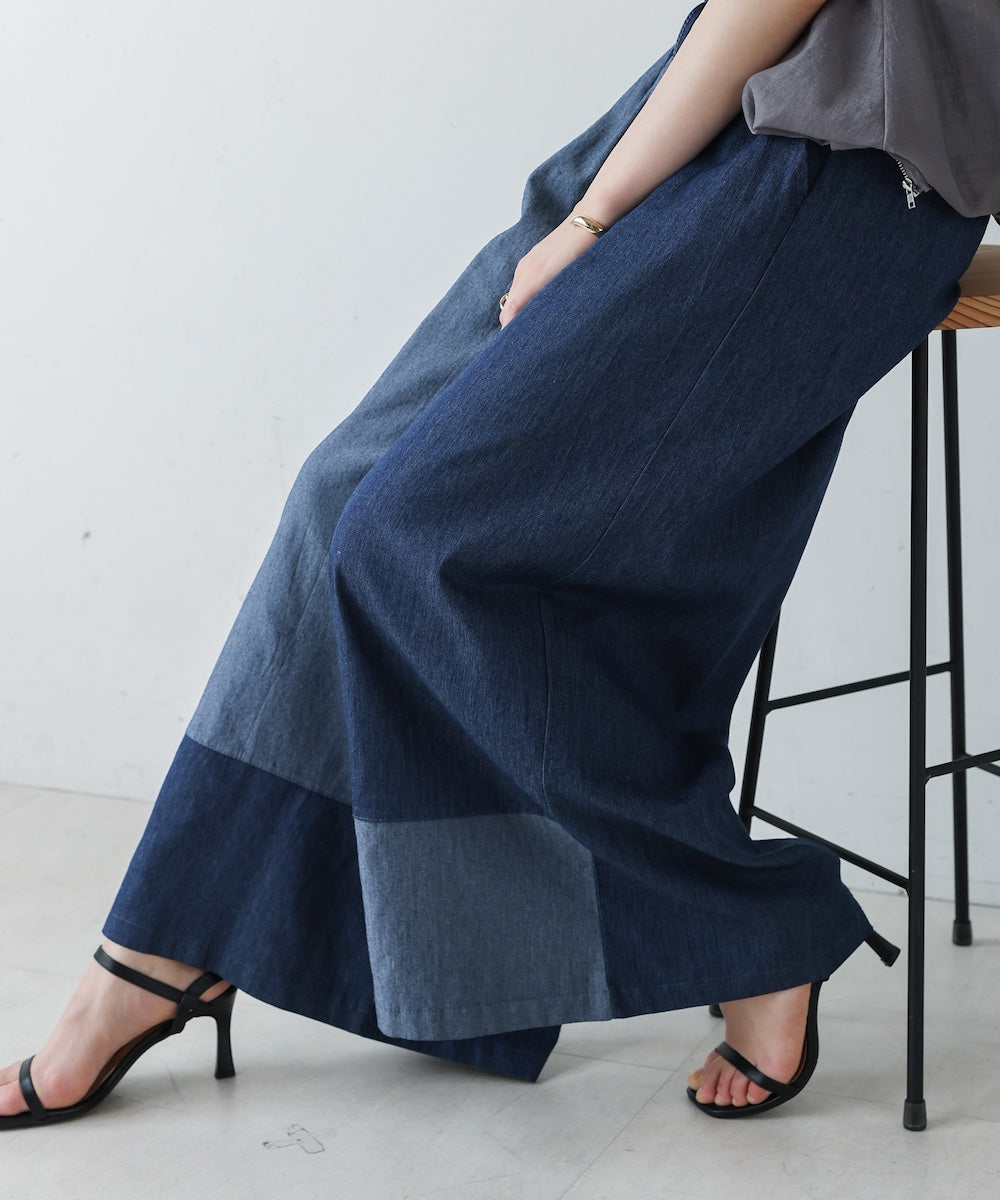 配色デニムパンツ