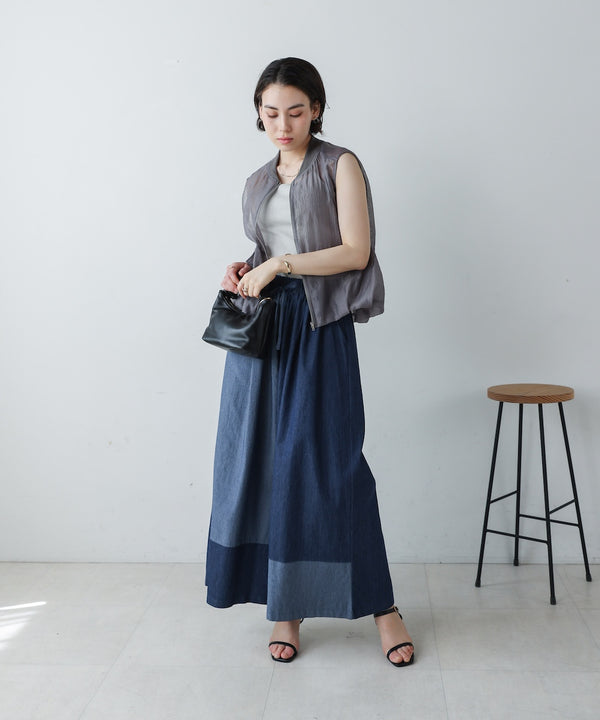 配色デニムパンツ