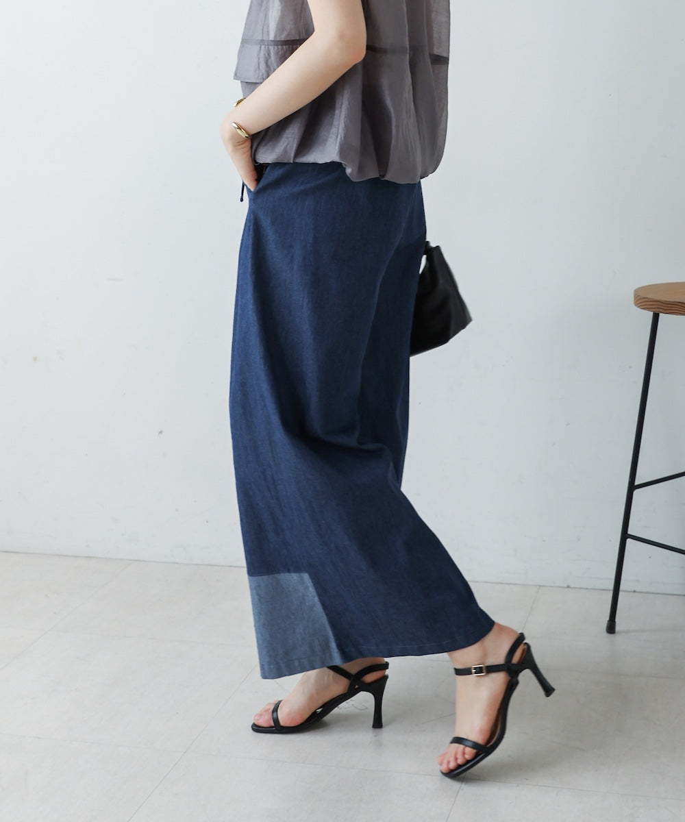 配色デニムパンツ