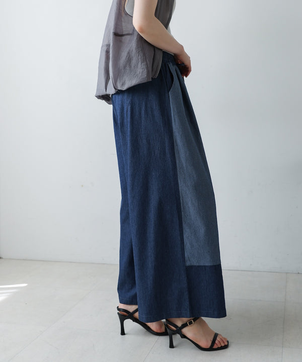 配色デニムパンツ